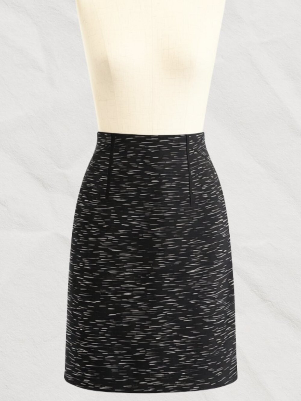 Ann Taylor Petite 2P Black Abstract Print Stretch Pencil Skirt